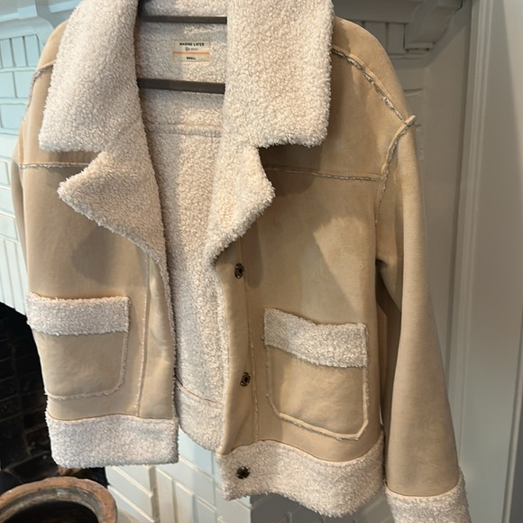 Marine Layer Tan Sherpa Suede Bomber - Picture 5 of 6